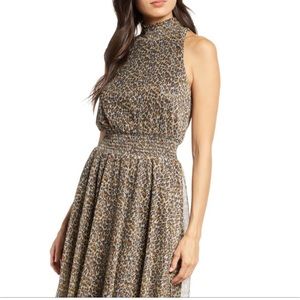 Sam Edelman mock neck dress in mesh cheeta print